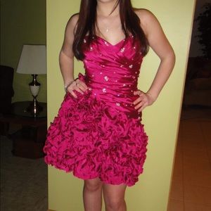 Strapless Magenta Cocktail Party Dress Prom